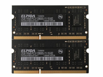PC3-12800 Laptop Memory - 2 X 2 GB - Elpida